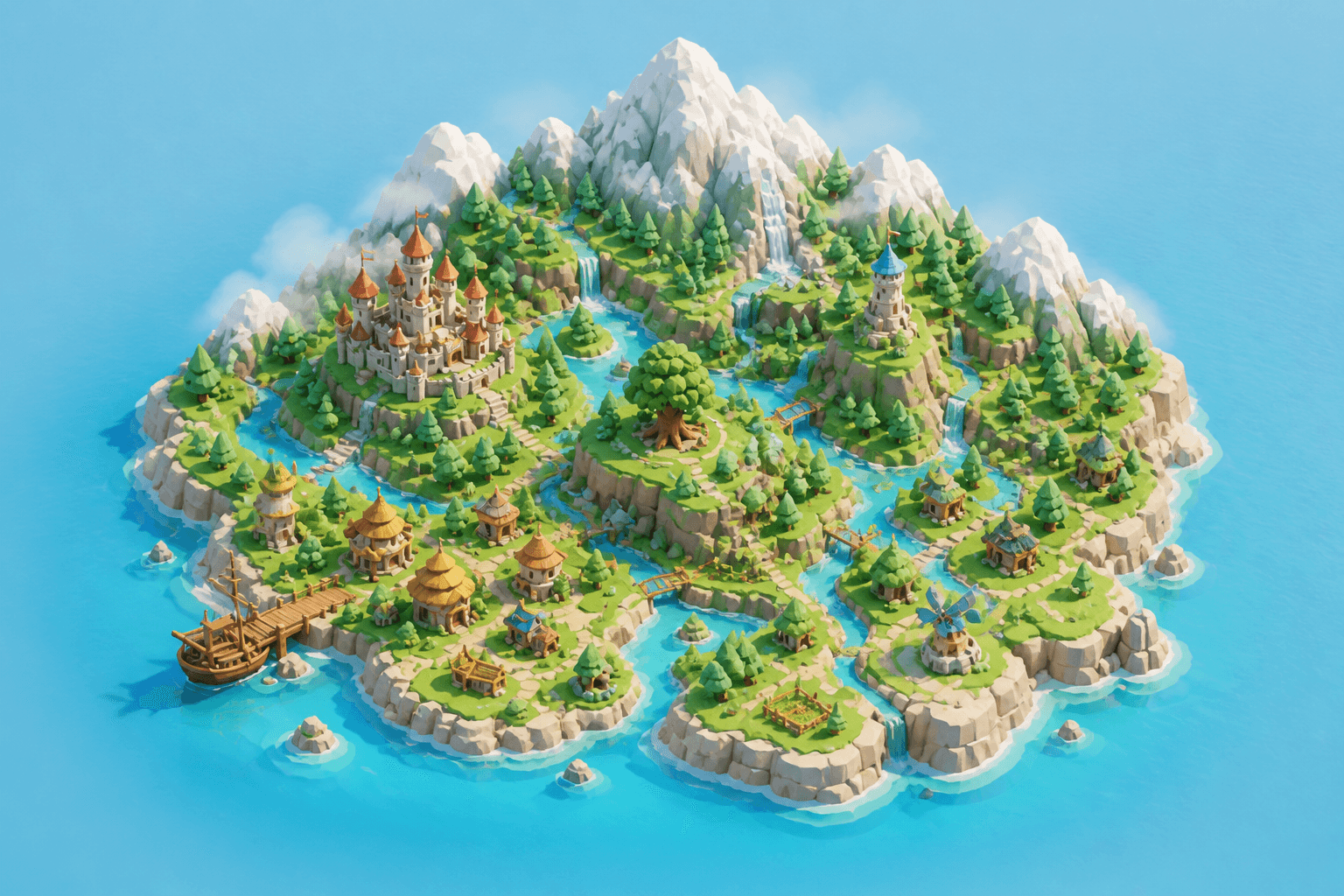 A continuous island world generated from a finished month
